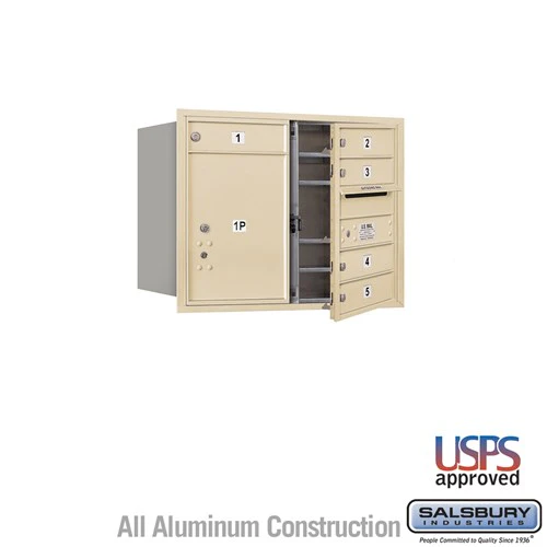 6 Door High Recessed Mounted 4C Horizontal Mailbox with Parcel Locker - Sandstone