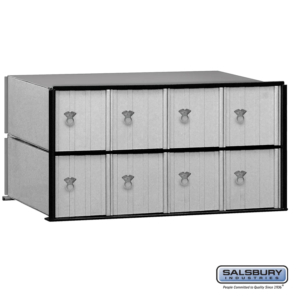 Salsbury Industries Aluminum Mailbox with 8 Doors and Combination Locks, 23.25" W x 12.125" H x 15.5" D