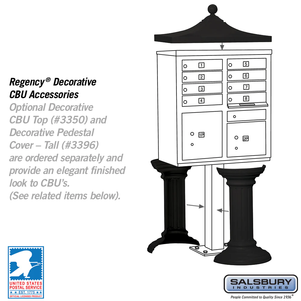 Salsbury Industries Cluster Box Unit, 8 Doors with 2 Parcel Lockers, Black, USPS Access - Image 5