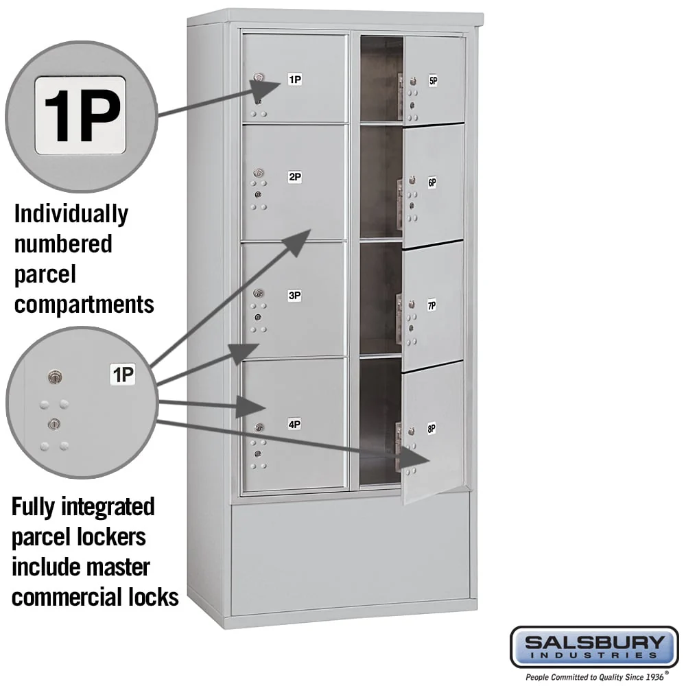 Salsbury Industries Free-Standing 4C Horizontal Mailbox Unit with Parcel Lockers, Double Column, Front-Loading, Private Access (72.125" H x 31.75" W x 18.5" D) - Image 2