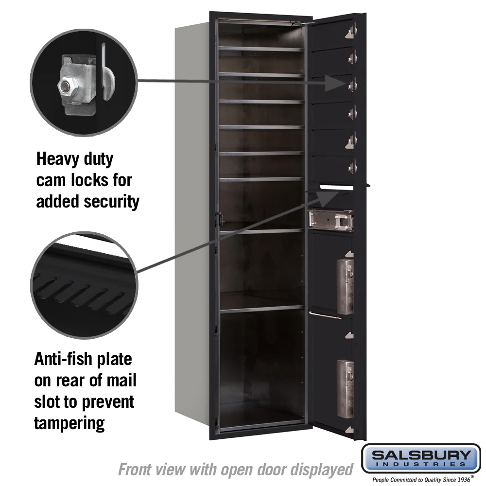 Salsbury Maximum Height Recessed Mounted Mailbox with 6 Doors and 2 Parcel Lockers, Front-Loading - Image 3