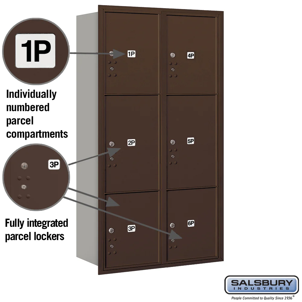 Salsbury Maximum Height Recessed Mounted Parcel Locker with 6 Compartments and USPS Access - Image 2