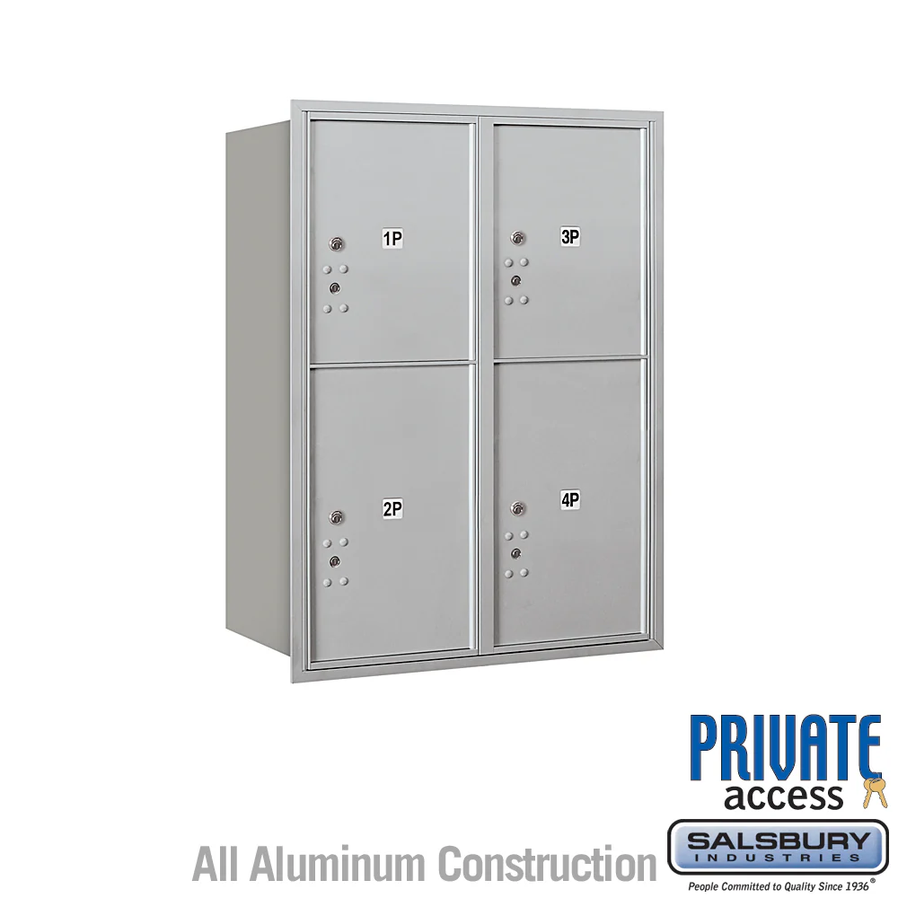 Salsbury Recessed Mounted 4C Horizontal Mailbox with Master Commercial Locks – Double Column Parcel Locker