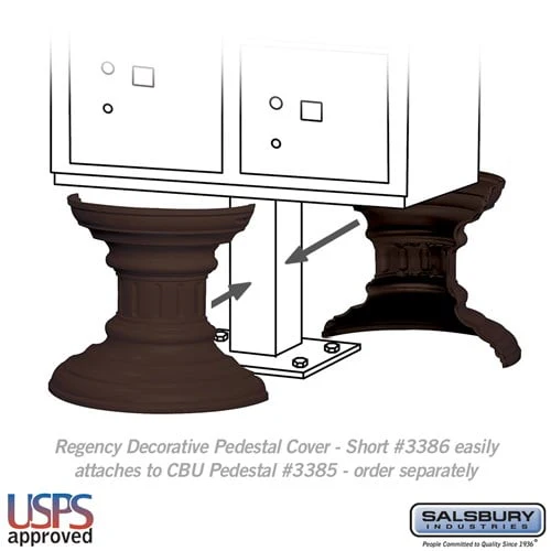 Salsbury Regency Decorative Pedestal Cover – Short, Bronze for CBU Pedestal #3385 (#3386) - Image 2