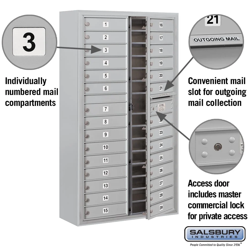 Salsbury Surface-Mounted 4C Horizontal Mailbox Unit, Maximum Height, Bronze, Front-Loading, Private Access (Double Column, 29 MB1 Doors) - Image 2