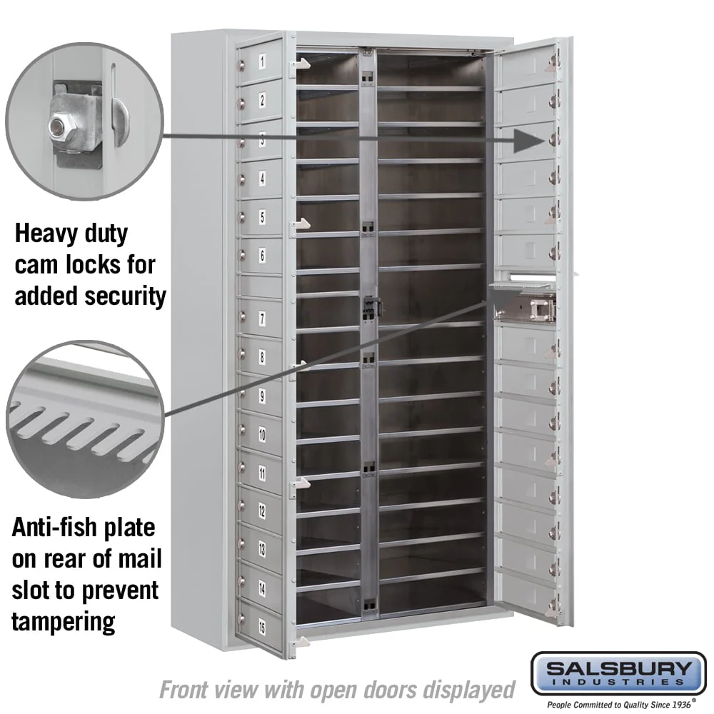 Salsbury Surface Mounted 4C Horizontal Mailbox Unit, Maximum Height, Double Column, Aluminum, Front Loading, Private Access - Image 3