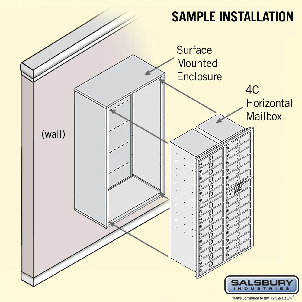 Salsbury Surface Mounted 4C Horizontal Mailbox Unit, Maximum Height, Double Column, Aluminum, Front Loading, Private Access - Image 4