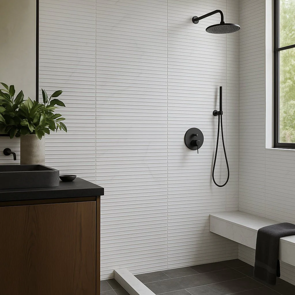 San Giorgio Calacatta Blanc Fluted Ceramic Textured Tile - 18 x 48 - Image 3