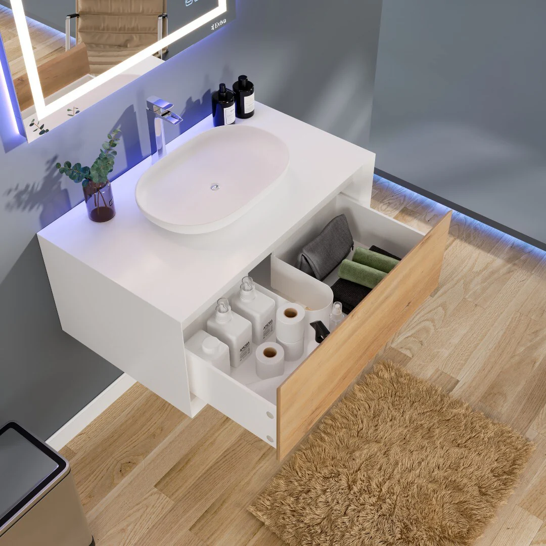 Eviva Santa Monica 36 in. W x 22 in. D x 16 in. H Single Bath Vanity in White with White Vessel Sink - Image 6