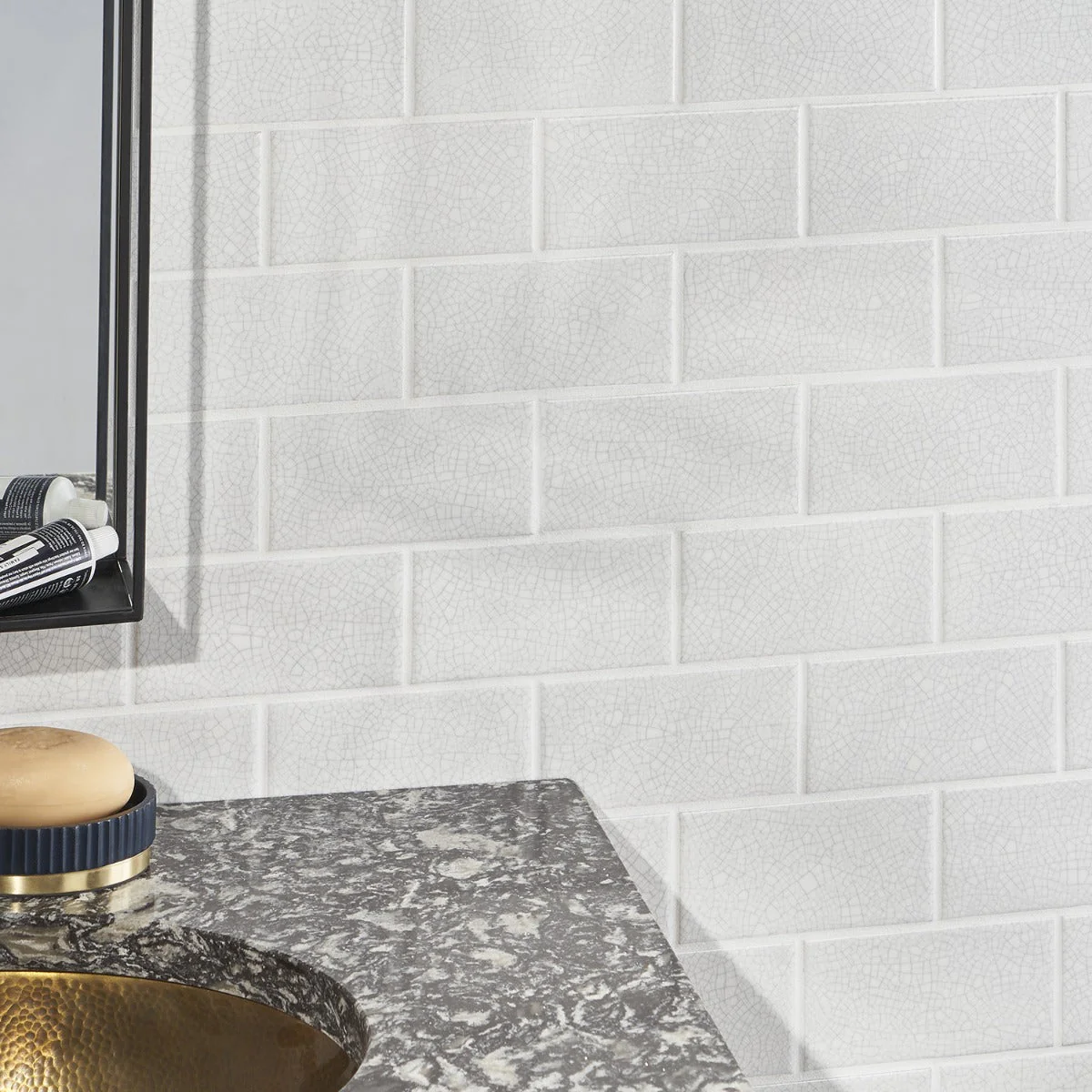 Sarina Vintage White Crackled Ceramic Subway Tile - 3x6 Glossy Finish - Image 4