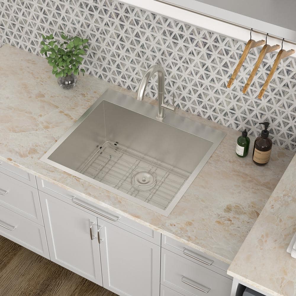 Sarlai 16-Gauge Stainless Steel Drop-In Kitchen Sink with Bottom Grid - Image 3