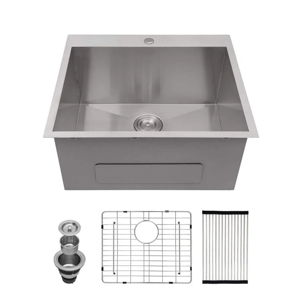 Sarlai 16-Gauge Stainless Steel Drop-In Kitchen Sink with Bottom Grid - Image 4