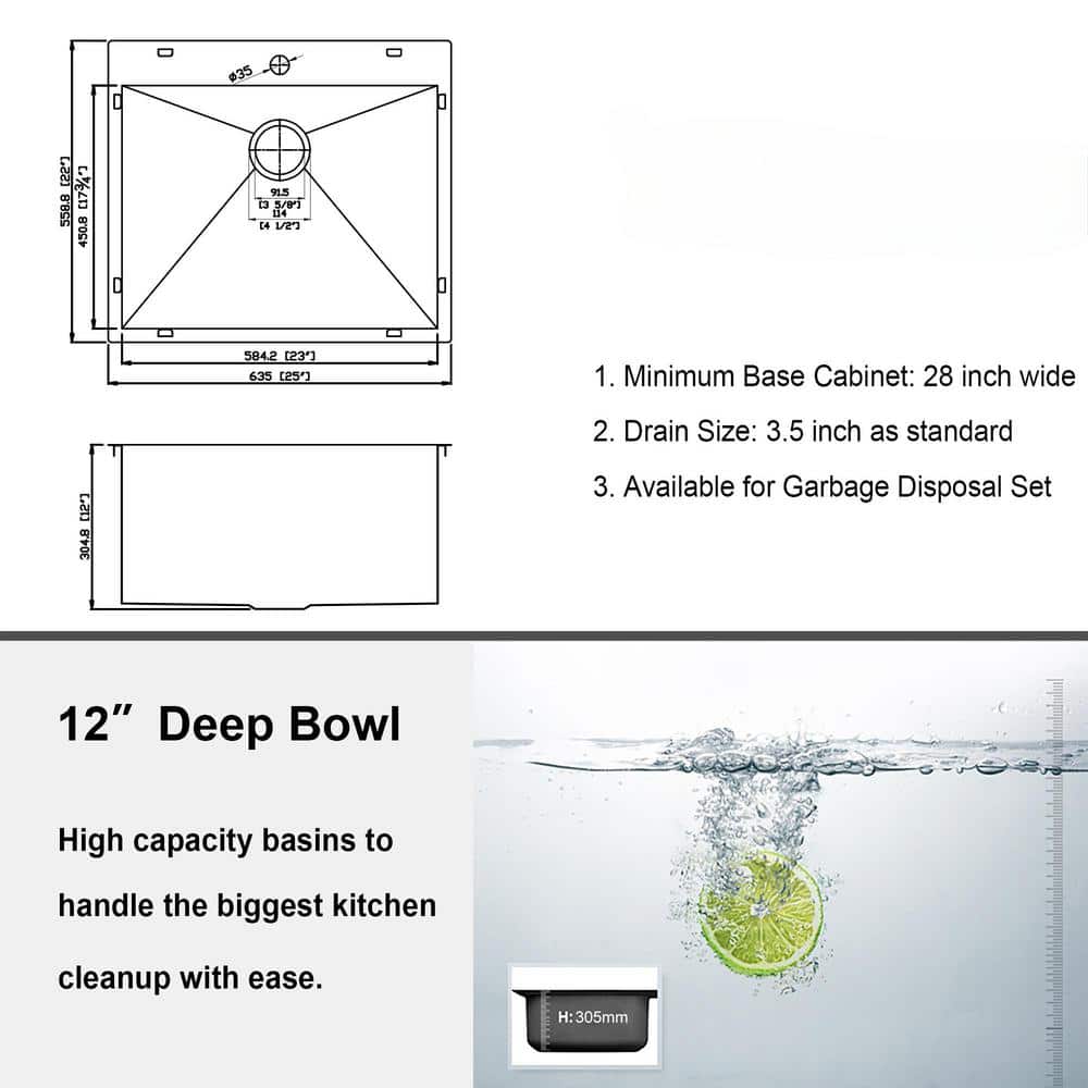 Sarlai 16-Gauge Stainless Steel Drop-In Kitchen Sink with Bottom Grid - Image 7