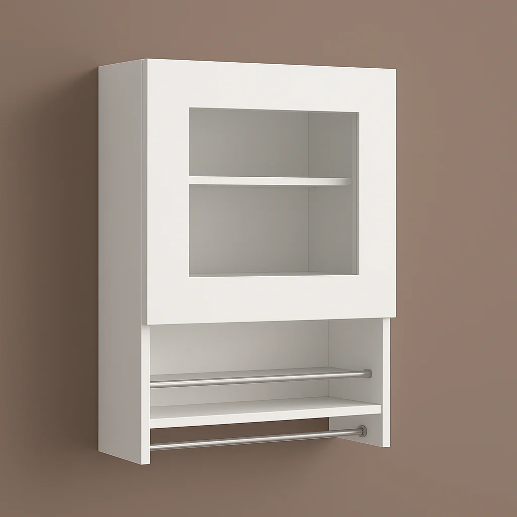 Sarlai Wall Mounted Kitchen Cabinet with Spice and Towel Rack - White