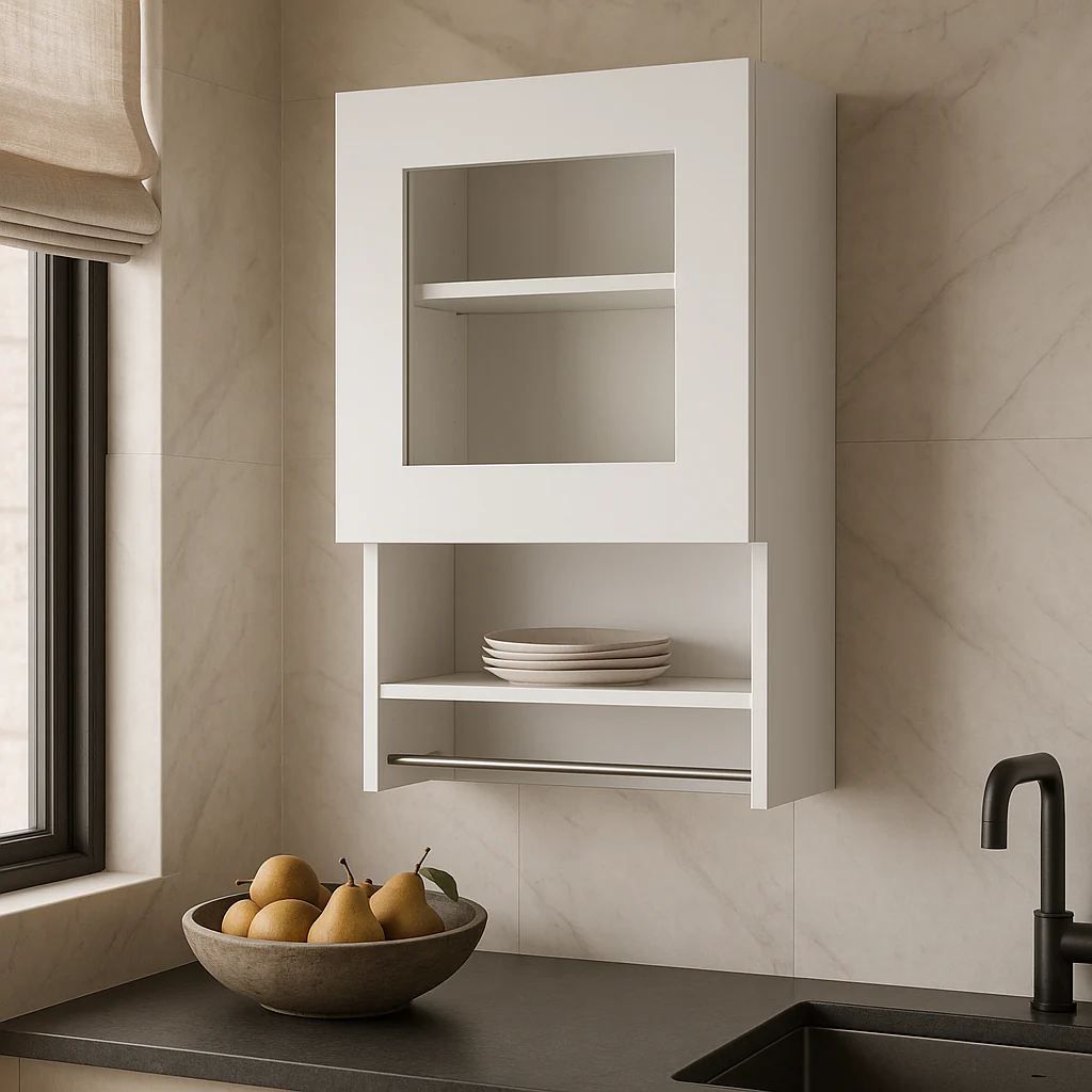 Sarlai Wall Mounted Kitchen Cabinet with Spice and Towel Rack - White - Image 3