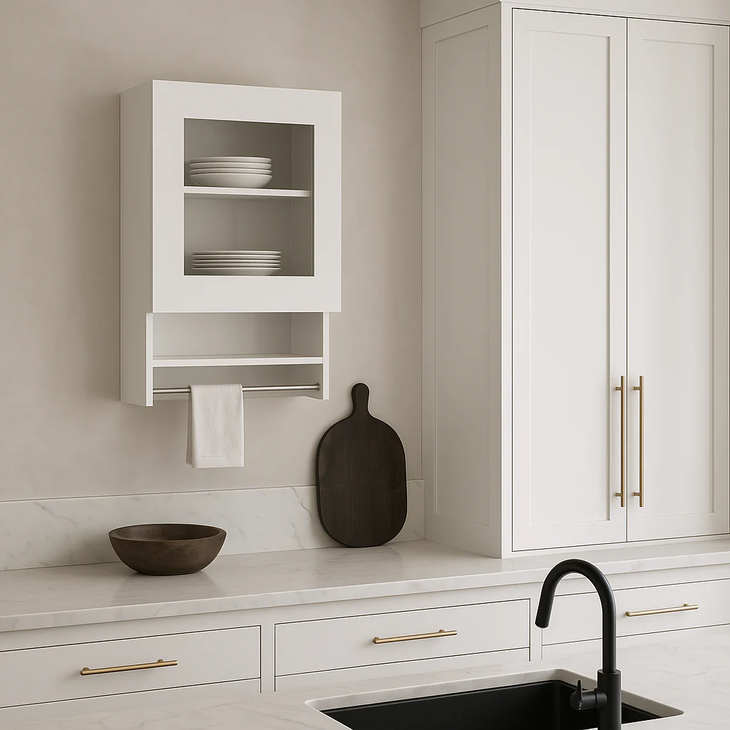Sarlai Wall Mounted Kitchen Cabinet with Spice and Towel Rack - White - Image 4