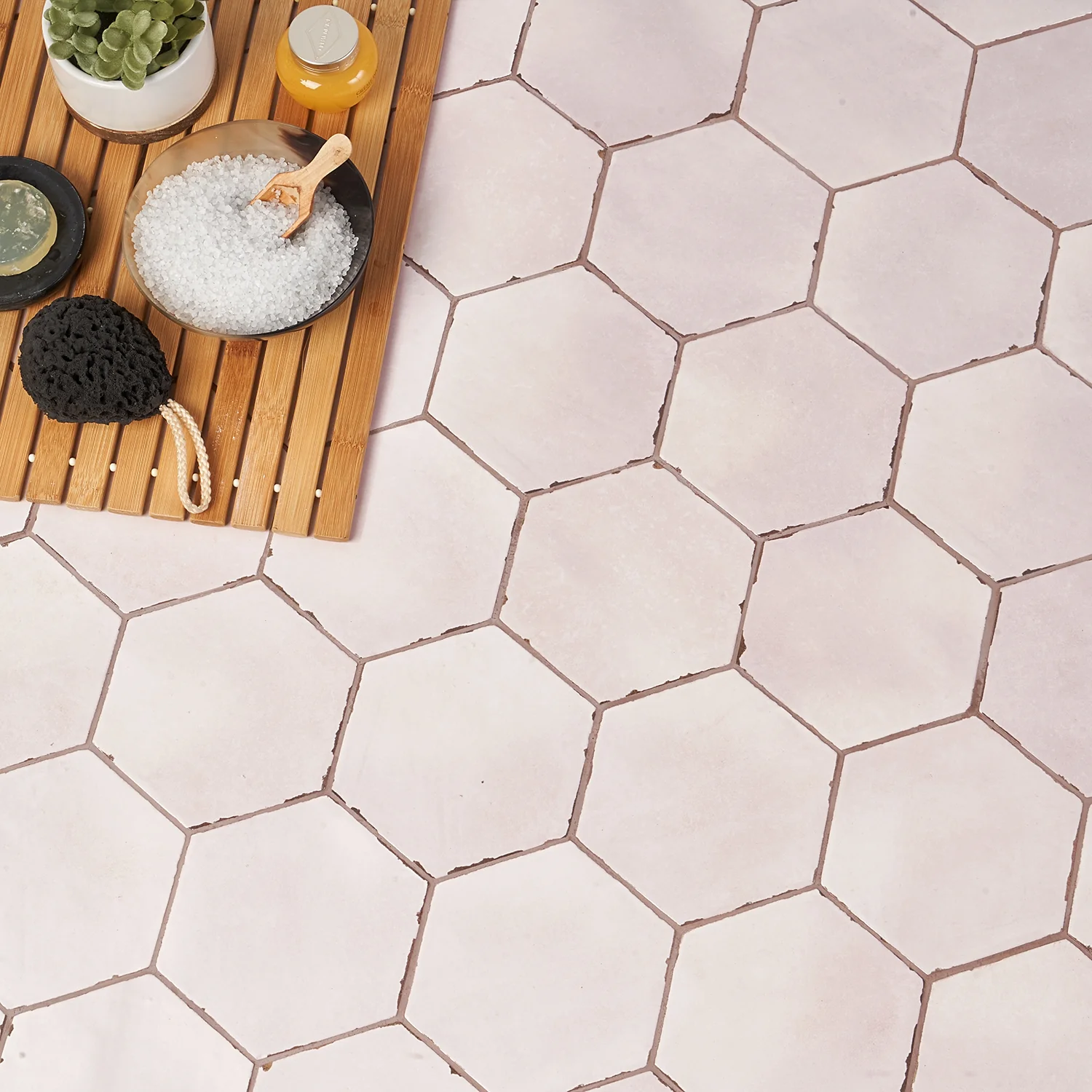 Sasha Hex Rose Pink Matte Porcelain Tile - 6" Hexagon - Image 2