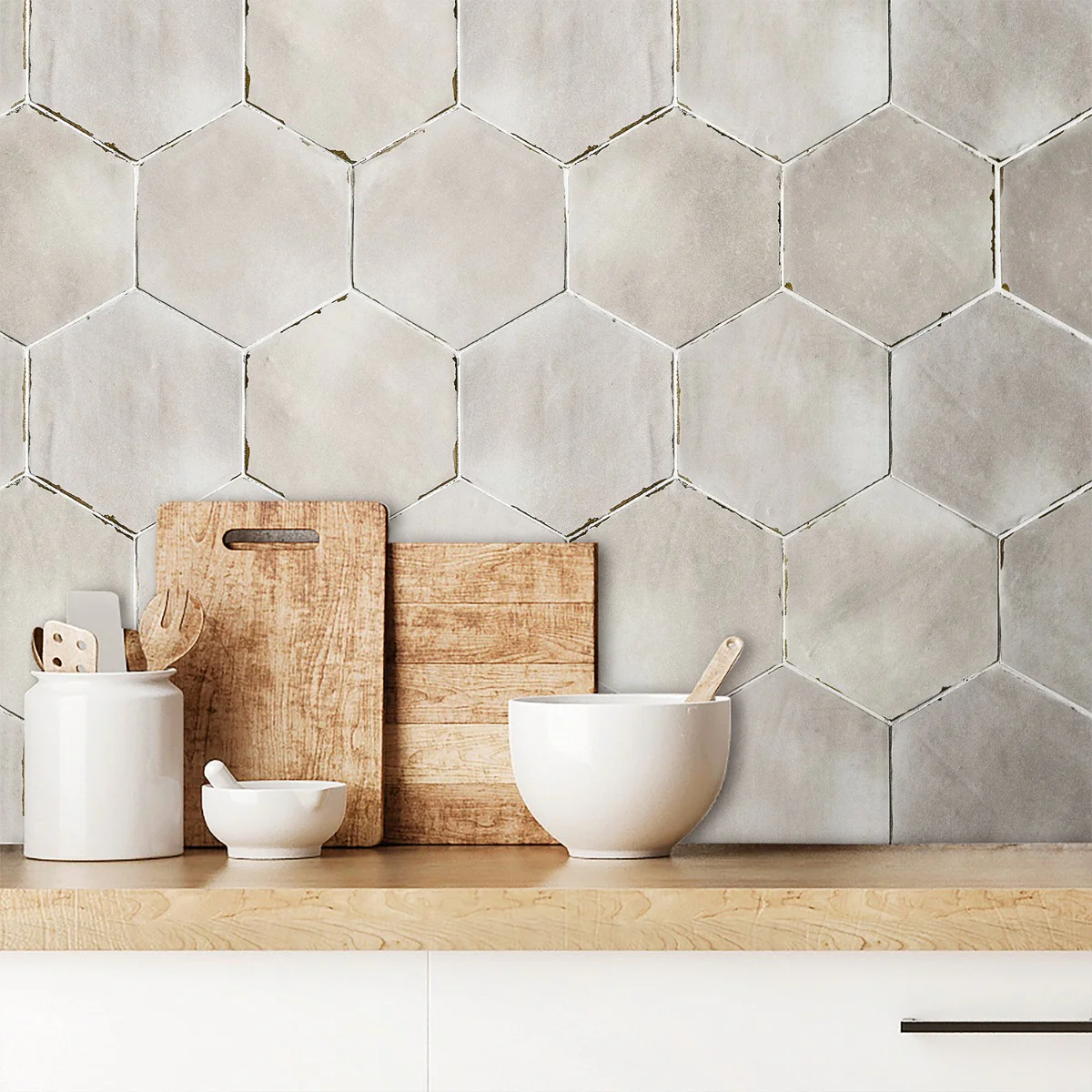 Sasha Hex Taupe Beige 6" Hexagon Matte Porcelain Tile - Image 5