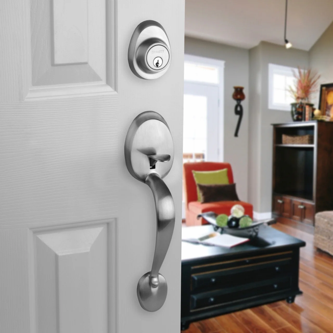 Satin Nickel Colorado Front Door Handleset with Sierra Knob - Image 3