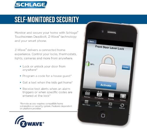 Schlage Camelot Aged Bronze Connect Smart Lock with Built‑In Alarm and Accent Lever Handleset, Left-Hand, Z-Wave - Image 6