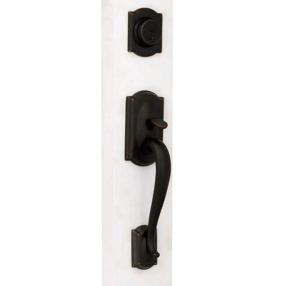 Schlage Camelot Aged Bronze Left-Handed Accent Lever Dummy Door Handleset