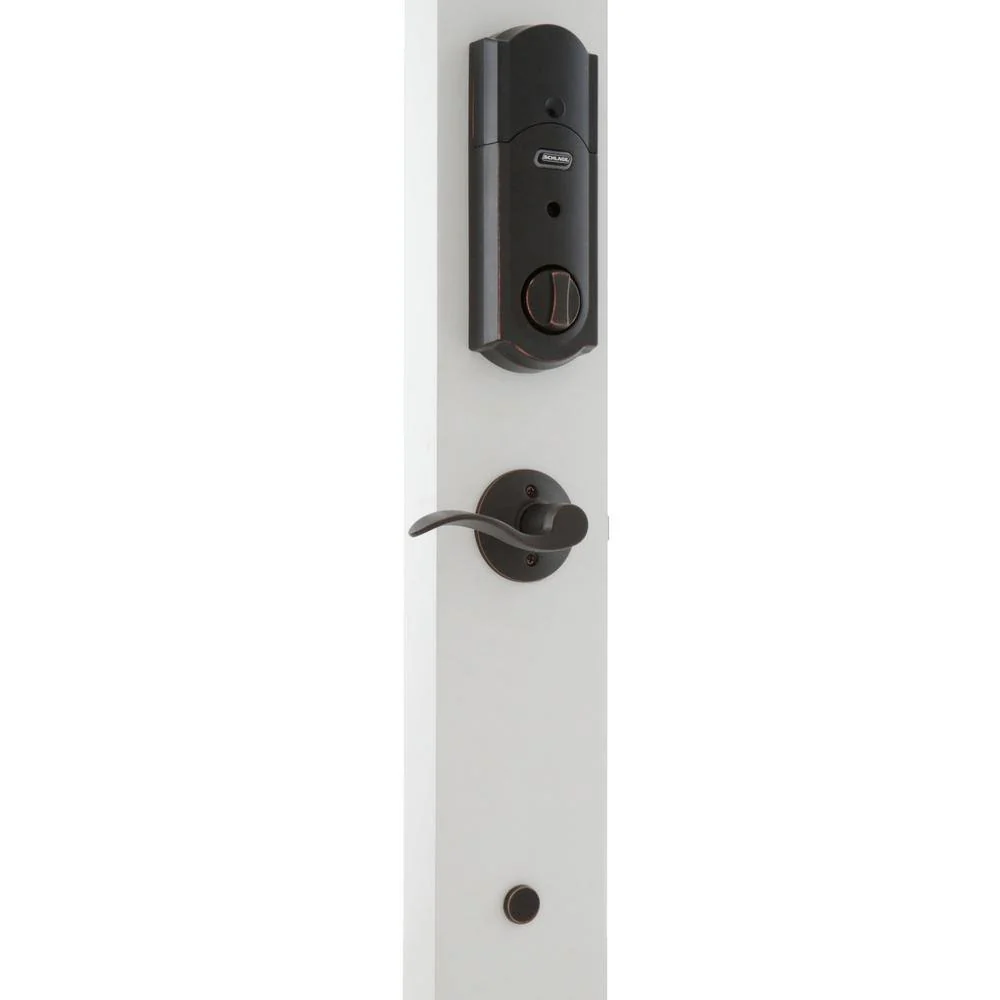 Schlage Camelot Aged Bronze Sense Smart Lock with Accent Lever Door Handleset - Image 3