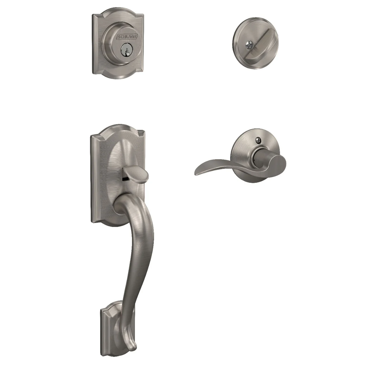Schlage Camelot Aged Bronze Single Cylinder Deadbolt with Accent Lever Door Handleset