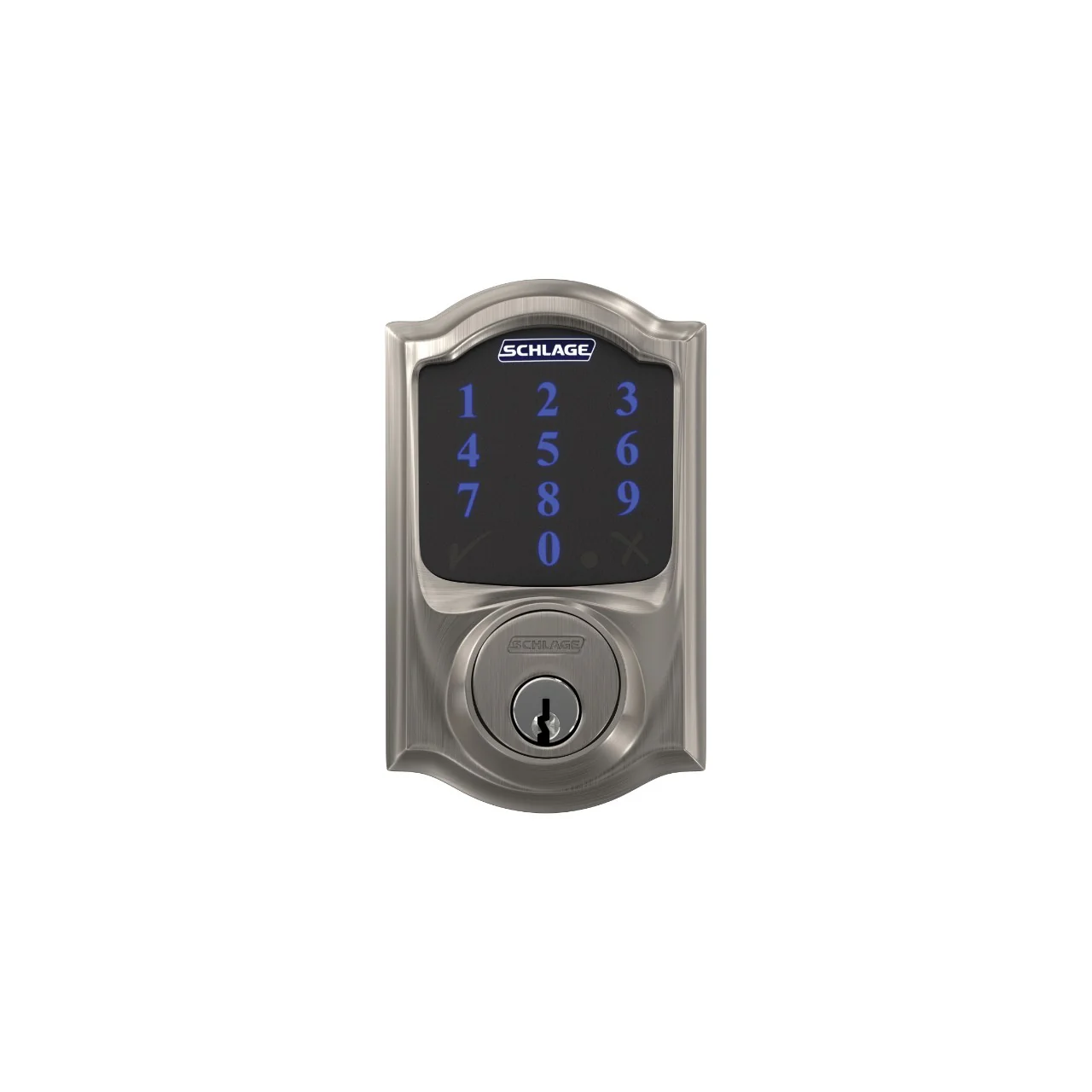 Schlage Camelot Satin Nickel Connect Smart Door Lock with Alarm, Z-Wave Plus - Image 2