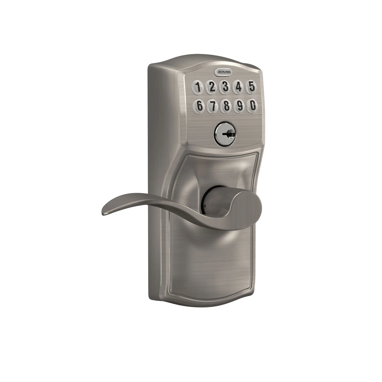 Schlage Camelot Satin Nickel Electronic Keypad Door Lock with Accent Lever Featuring Flex Lock - Image 3