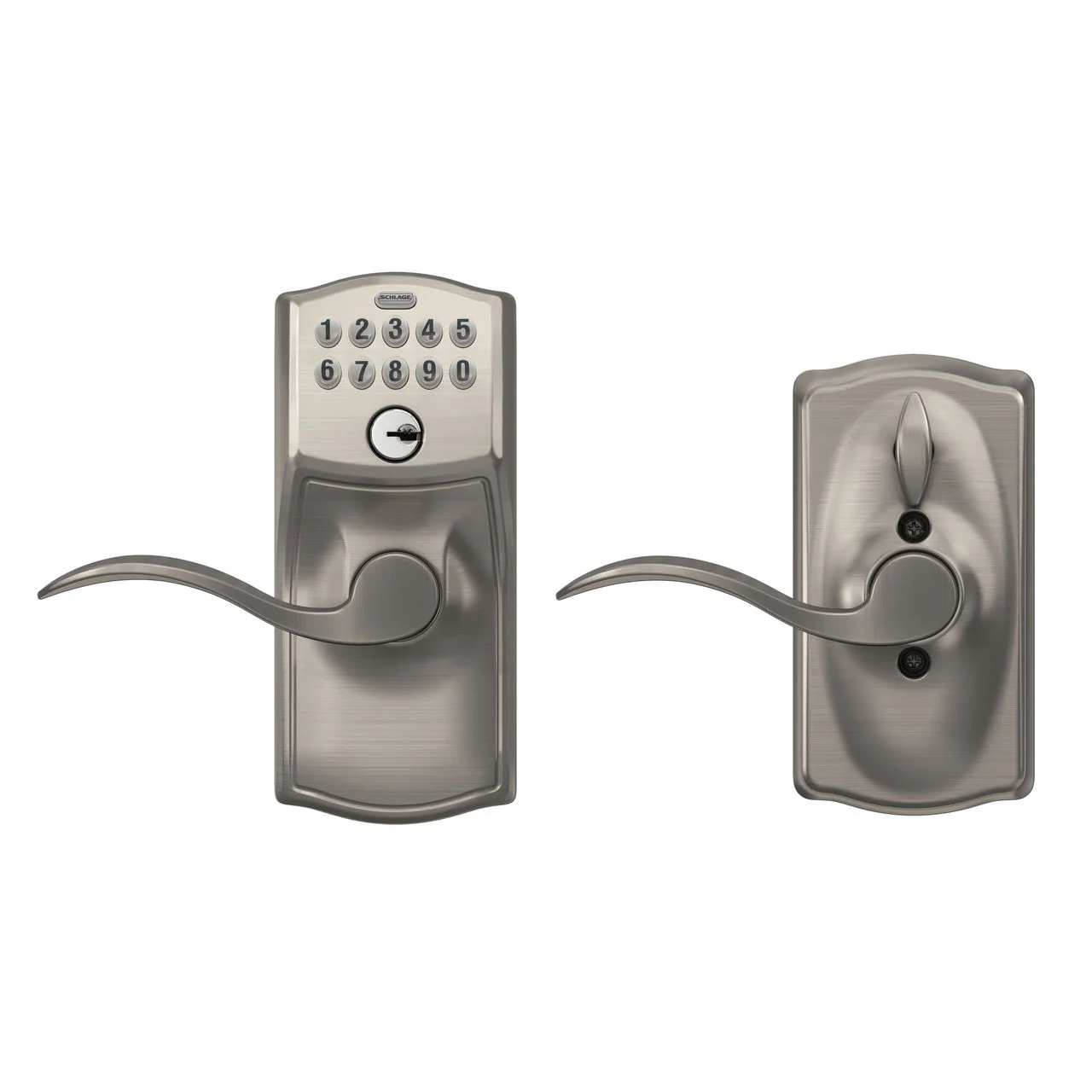 Schlage Camelot Satin Nickel Electronic Keypad Door Lock with Accent Lever Featuring Flex Lock - Image 6