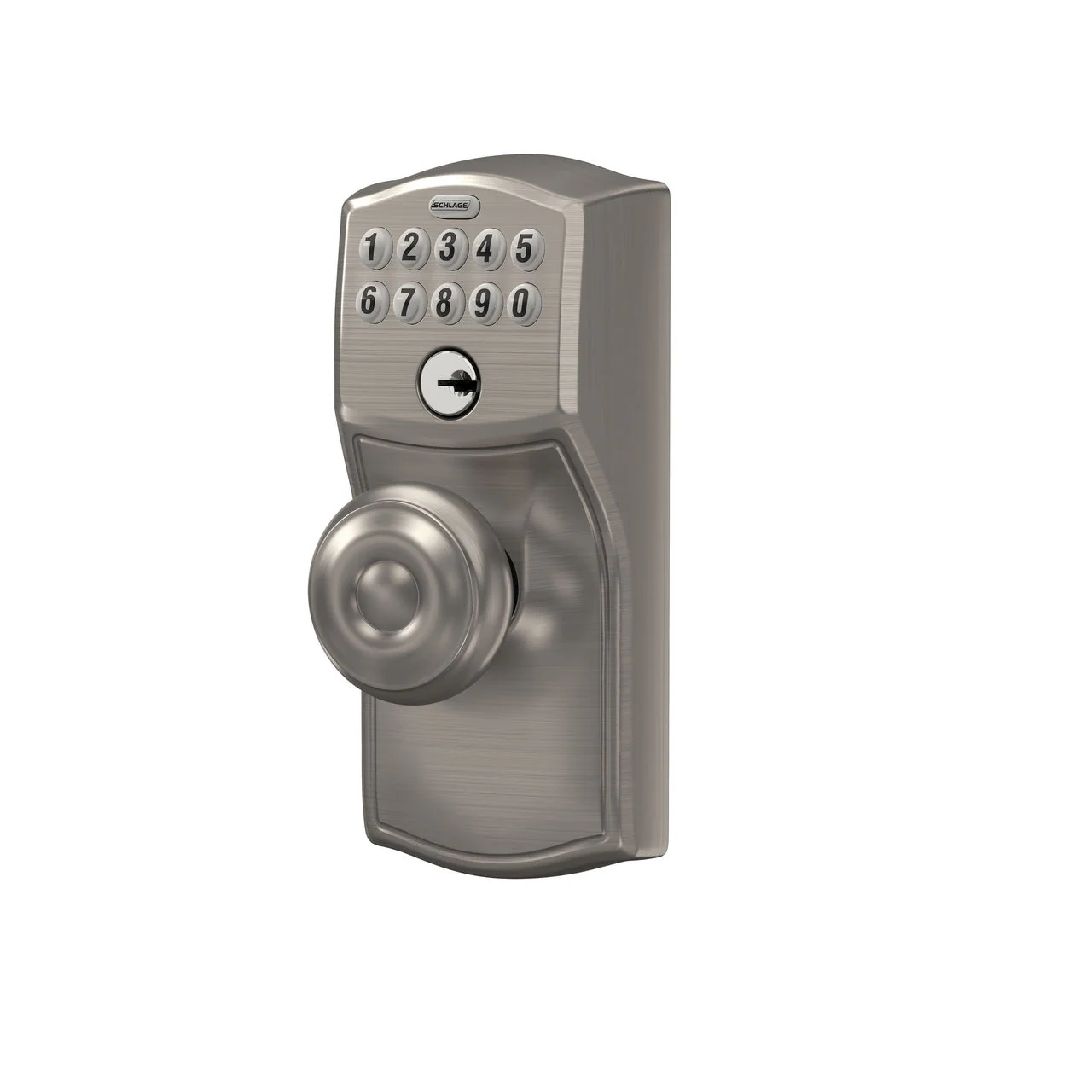 Schlage Camelot Satin Nickel Electronic Keypad Door Lock with Georgian Knob and Flex Lock - Image 4