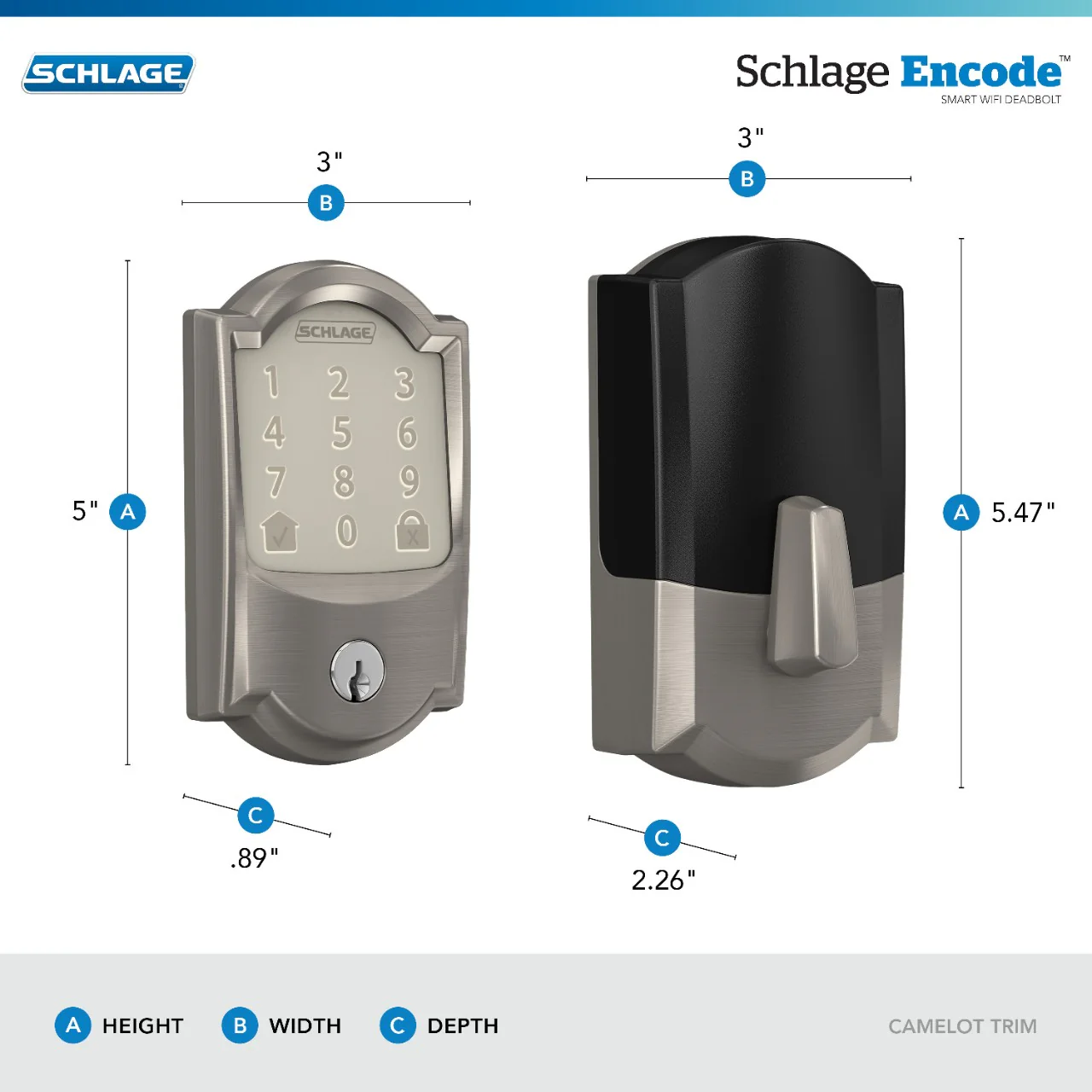 Schlage Camelot Satin Nickel Encode Smart Wi‑Fi Deadbolt Lock with Alarm - Image 7
