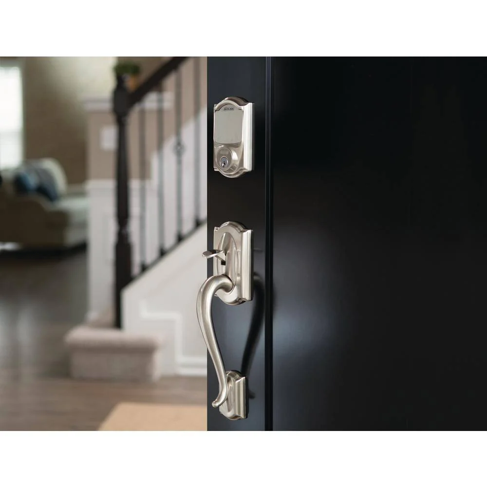 Schlage Camelot Satin Nickel Sense Smart Door Lock with Georgian Knob Handleset - Image 4