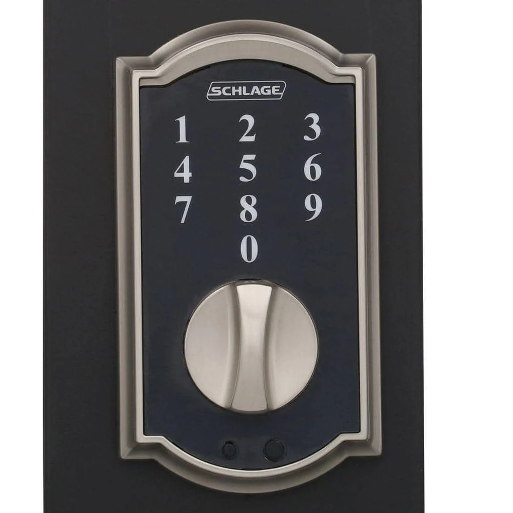 Schlage Camelot Satin Nickel Touch Electronic Door Lock Deadbolt with Georgian Knob - Image 2