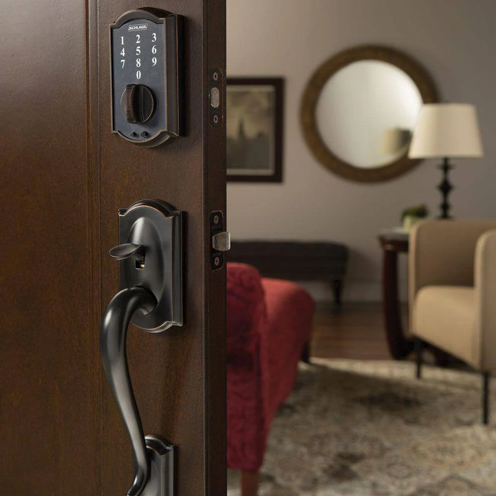 Schlage Camelot Satin Nickel Touch Electronic Door Lock Deadbolt with Georgian Knob - Image 8