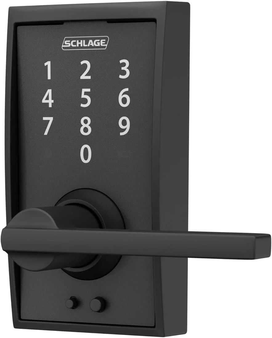 Schlage Century Matte Black Electronic Keyless Door Lock with Latitude Lever, FE695 CEN 622 LAT - Image 5