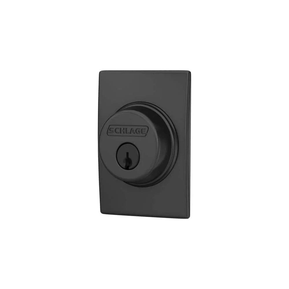 Schlage Century Matte Black Single Cylinder Deadbolt, B60 Series - Image 2