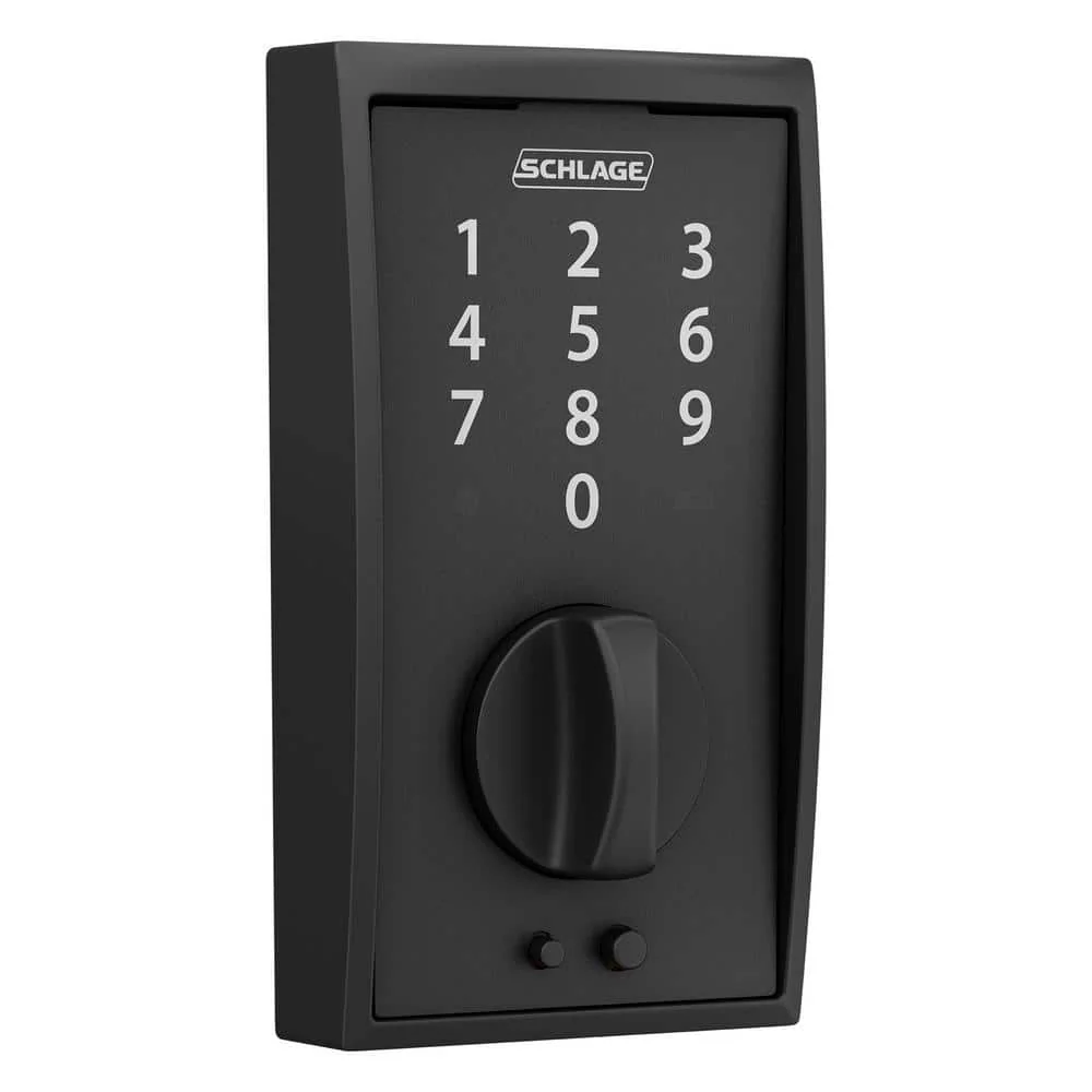 Schlage Century Matte Black Touch Electronic Keyless Deadbolt, BE375 V CEN 622 - Image 2