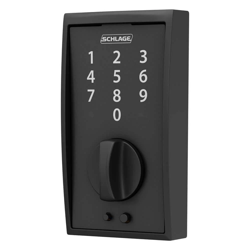 Schlage Century Matte Black Touch Electronic Keyless Deadbolt, BE375 V CEN 622 - Image 3