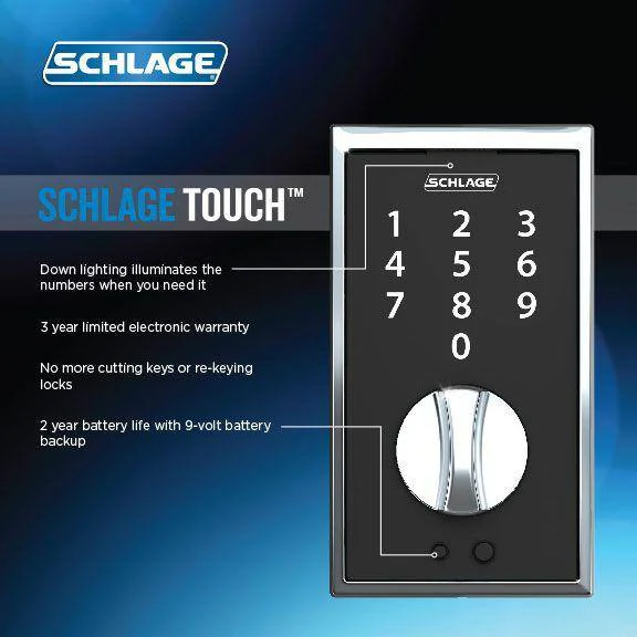 Schlage Century Touch Electronic Door Lock Deadbolt with Georgian Knob – Matte Black - Image 5