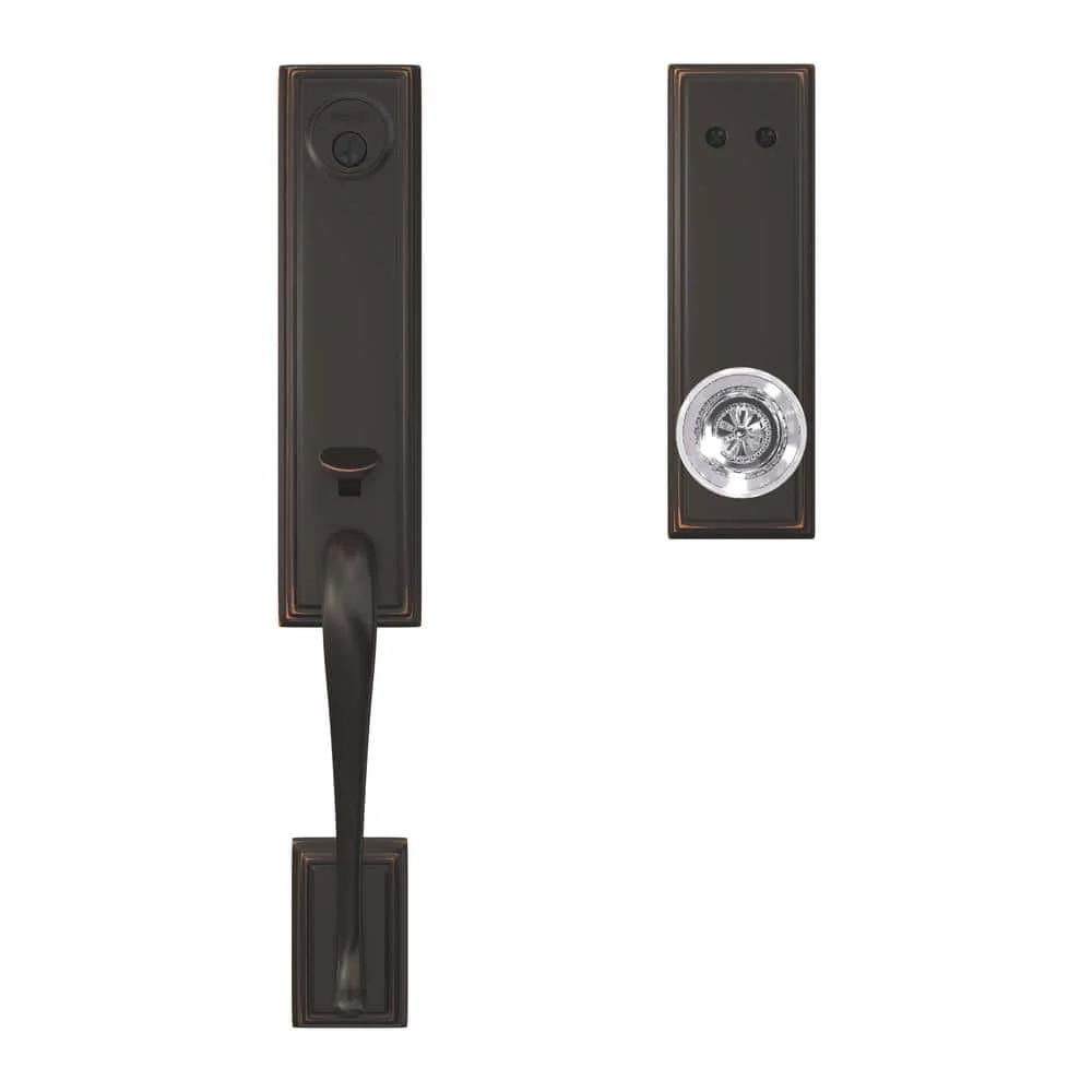 Schlage Custom Addison Aged Bronze 3/4 Trim Dummy Door Handleset with Hobson Glass Door Knob - Image 2