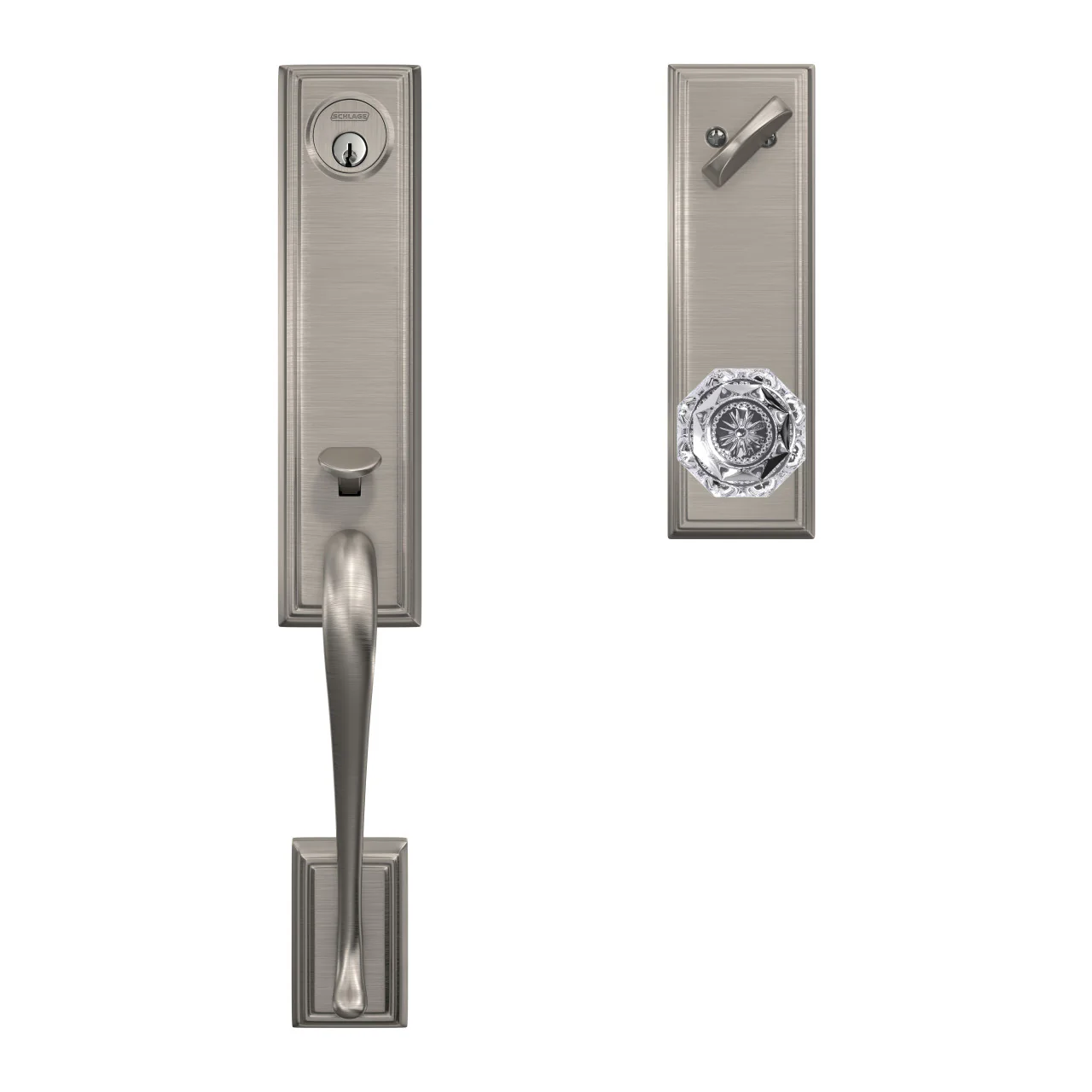 Schlage Custom Addison Aged Bronze 3/4 Trim Single Cylinder Door Handleset with Alexandria Glass Door Knob - Image 2