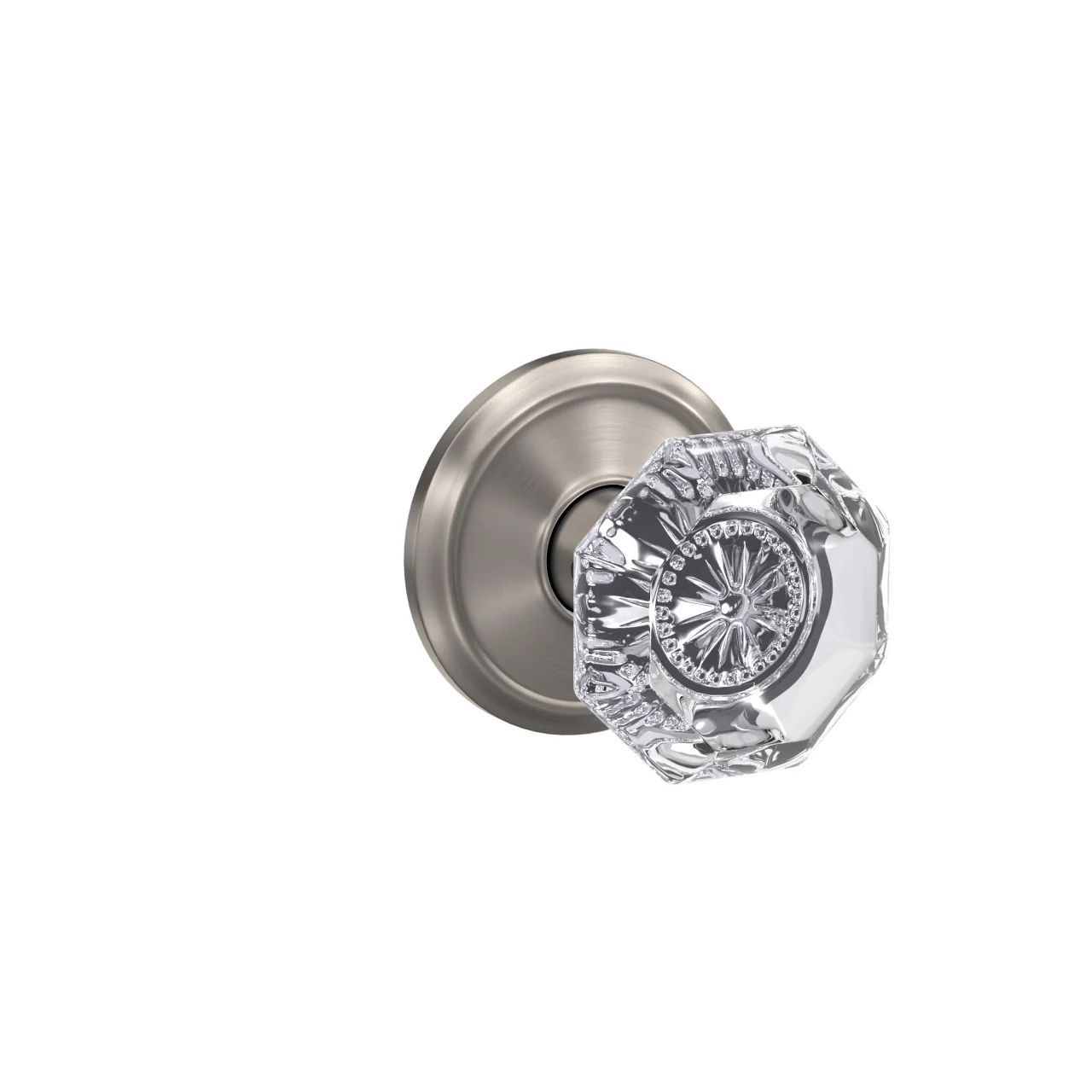 Schlage Custom Alexandria Glass Door Knob with Alden Trim, Satin Nickel – Combined Interior Hall/Closet & Bed/Bath