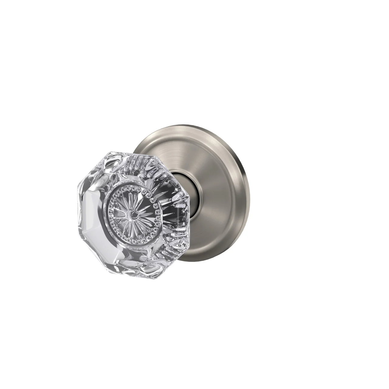 Schlage Custom Alexandria Glass Door Knob with Alden Trim, Satin Nickel – Combined Interior Hall/Closet & Bed/Bath - Image 2