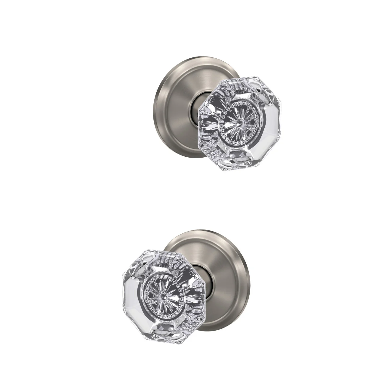 Schlage Custom Alexandria Glass Door Knob with Alden Trim, Satin Nickel – Combined Interior Hall/Closet & Bed/Bath - Image 4