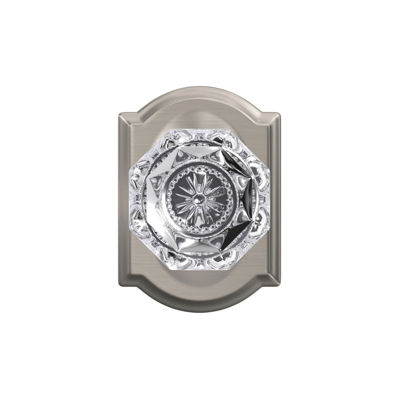 Schlage Custom Alexandria Glass Door Knob with Camelot Trim, Satin Nickel - Image 2