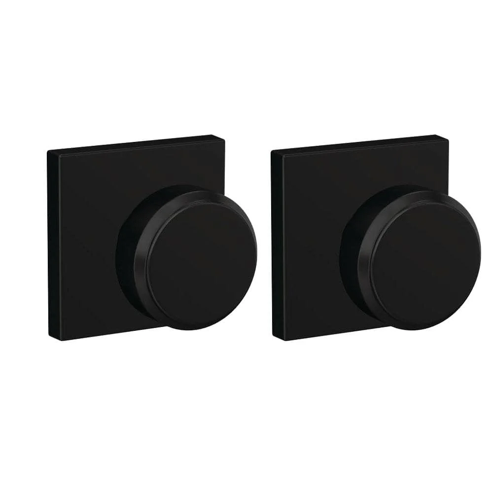 Schlage Custom Bowery Matte Black Collins Trim Dummy Door Knob (2-Pack)