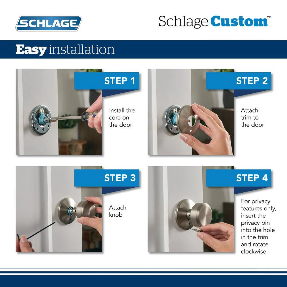 Schlage Custom Bowery Matte Black Collins Trim Dummy Door Knob (2-Pack) - Image 5