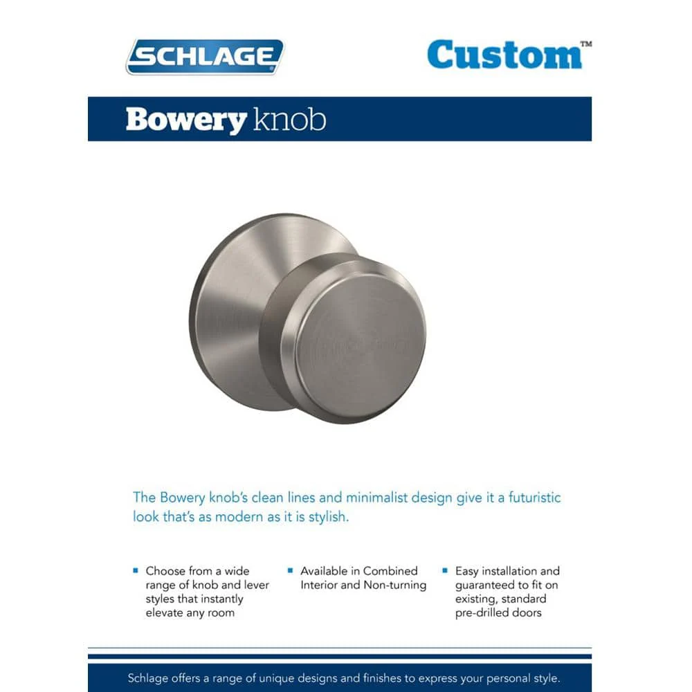 Schlage Custom Bowery Matte Black Collins Trim Dummy Door Knob (2-Pack) - Image 6