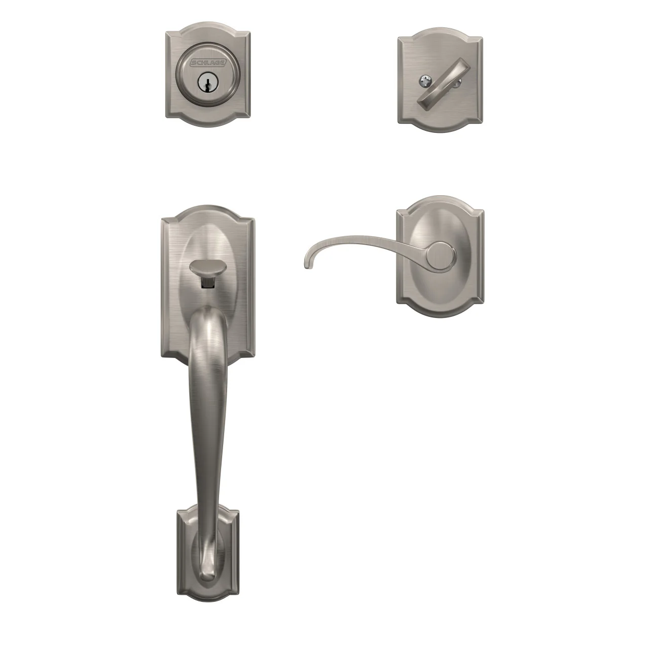 Schlage Custom Camelot Aged Bronze Single Cylinder Door Handleset with Whitney Lever - Image 2